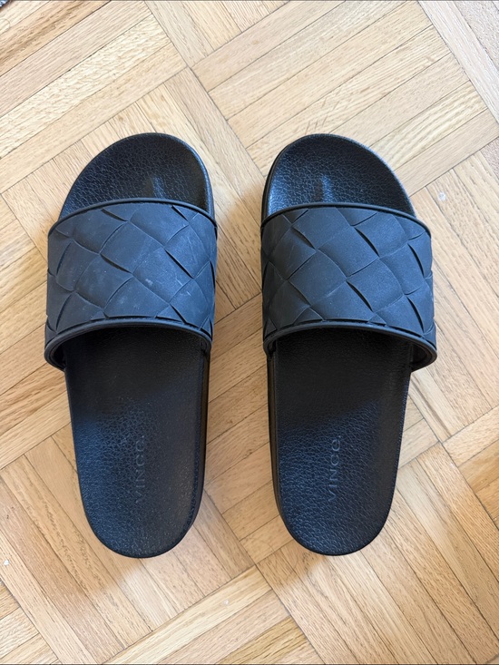 Vince Shoes - Vince Black Braided Slide Sandals - Women